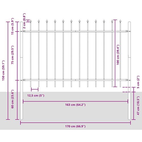  Vrtna Ograda 4 pcs Siva 6,8 x 1 m Čelik s prahom Slike
