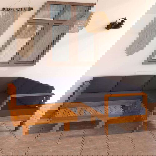  Vrtna garnitura s temno sivimi blazinami 6-delna akacijev les, (20678726) Cene