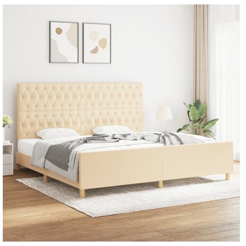  Okvir za krevet s uzglavljem krem 180 x 200 cm od tkanine Cene