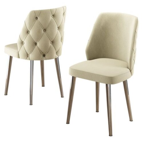Hanah home set trpezarijskih stolica Leja 6 kom, krem tkanina Babyface, hromirane metalne noge Cene