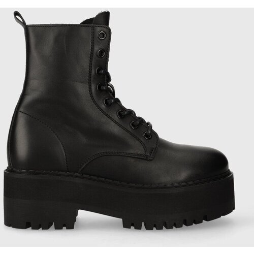 Tommy Jeans Kožne čizme TJW BOOT ZIP UP za žene, boja: crna, ravni potplat, EN0EN02305 Slike