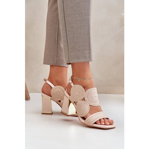 PS1 Embellished sandals on a heel beige Delariona Slike