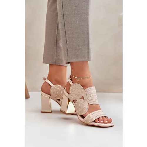 PS1 Embellished sandals on a heel beige Delariona