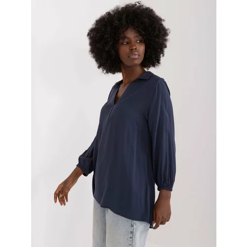 Fashion Hunters Navy blue shirt blouse with collar SUBLEVEL