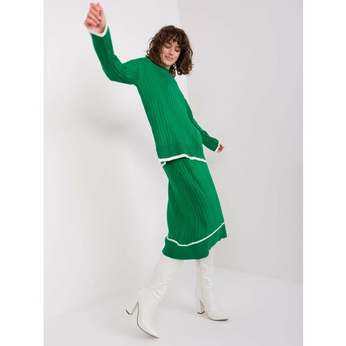 Fashion Hunters Green Two-Piece Women's Knitted Set Slike