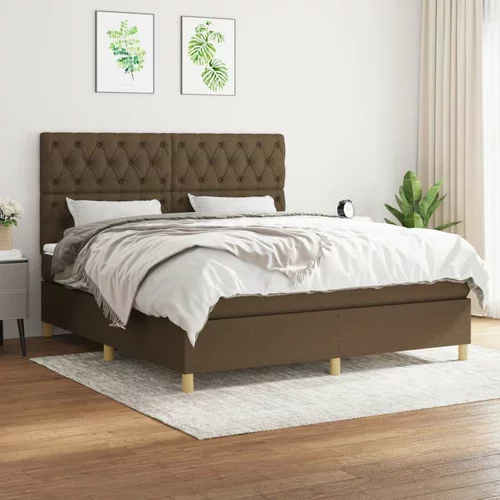  Box spring postelja z vzmetnico temno rjava 160x200 cm blago, (20896230)