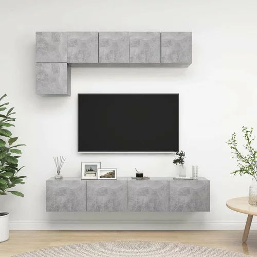  Komplet TV omaric 5-delni betonsko siva iverna plošča, (20732247)