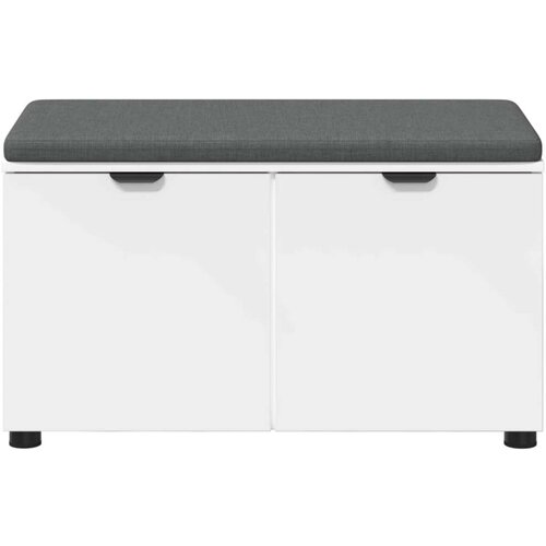  Klupa za hodnik s jastukom s pohranom Bijelo 80 x 38 x 46 cm Slike