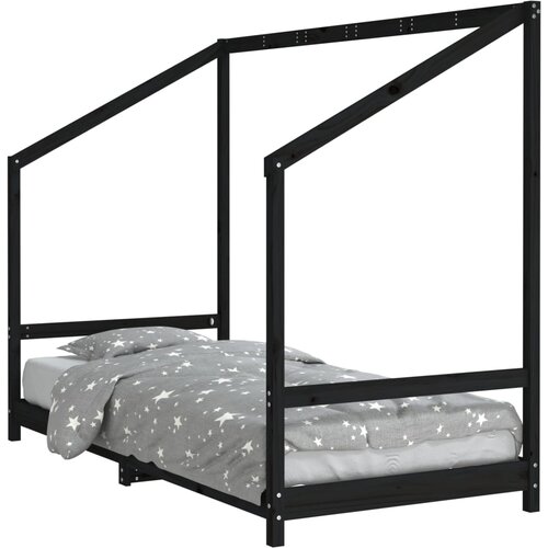  Okvir za dječji krevet crni 90 x 200 cm od masivne borovine Slike