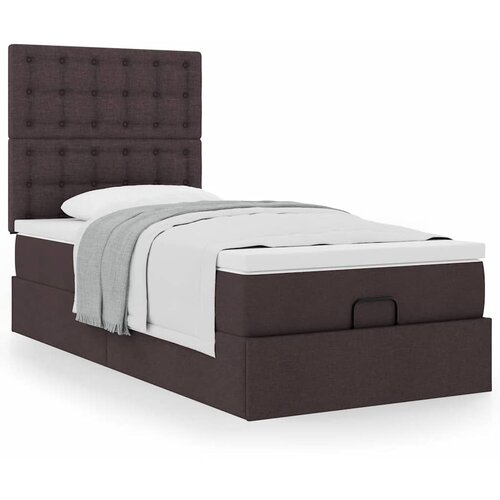 vidaXL Otomanski posteljni okvir z vzmetnico rjav 100x200 cm blago Cene