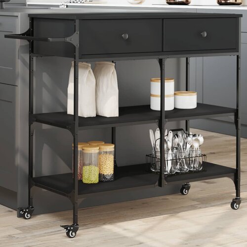 vidaXL Kuhinjska kolica crna 105 x 42 x 95 cm od konstruiranog drva Cijene