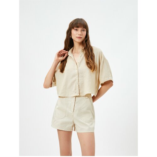 Koton Crop Short Sleeve Shirt with Buttons in a relaxed fit Slike