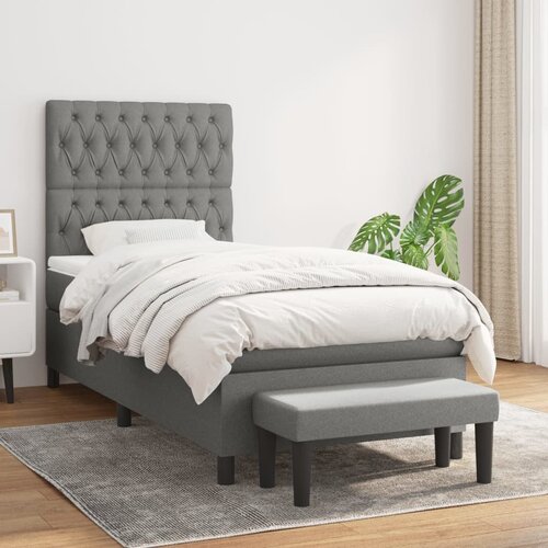 The Living Store Box spring postelja z vzmetnico temno siva 100x200 cm blago - Box Spring Postelja, (21519656) Slike