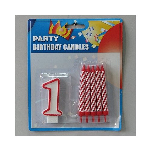  Svećice (10kom) sa BROJEM 1 visinabr.8cm/sveć.9cm Cene