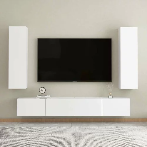  Komplet TV omaric 4-delni bela iverna plošča, (20912679)