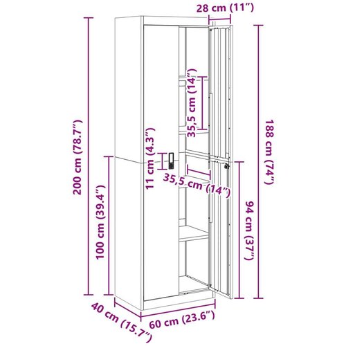  Omarica za shranjevanje 2 pcs Bela 60 x 40 x 200 cm Jeklo, (5000152649) Slike