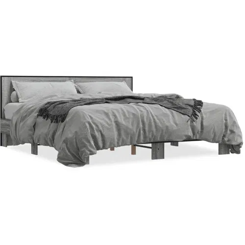  Okvir za krevet boja hrasta 200x200cm konstruirano drvo i metal