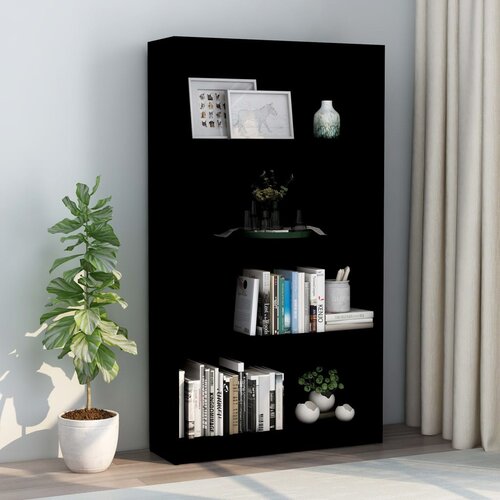 vidaXL Knjižna omara 4-nadstropna črna 80x24x142 cm iverna plošča Cene