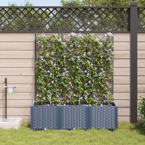 VidaXL Vrtna saksija Siva Plastika 120 x 40 x 142 cm Dekorativni umetci Slike
