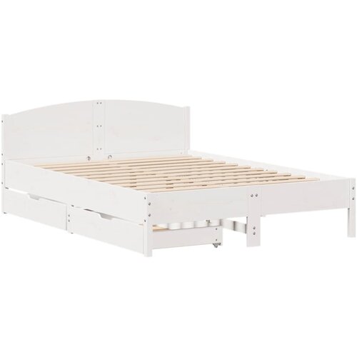 vidaXL Posteljni okvir z vzglavjem bel 135x190 cm trdna borovina, (21321844) Cene