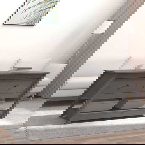 The Living Store Klubska mizica siva 102x49x55 trdna borovina - Klubska Mizica, (21574289) Cene