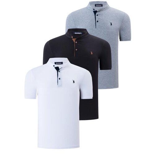Dewberry TRIPLE SET T8560 MENS T-SHIRT-WHITE-BLACK-GREY Slike