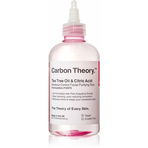 Carbon Theory Tea Tree Oil & Citric Acid globinsko čiístilni tonik za problematično kožo, akne 250 ml