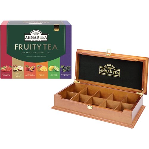 Ahmad Tea Čaj Fuitytea Selection 6x10/1 i drvena kutija za kesice sa poklopcem Cene
