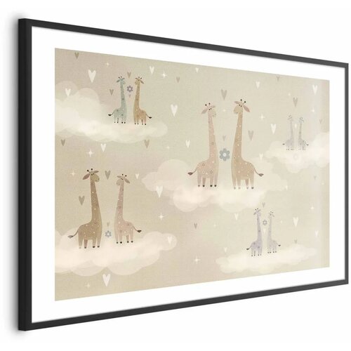  Plakat - Loving Giraffes 60x40 Crni okvir s margom Cijene