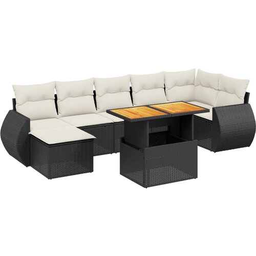  8-dijelni set vrtnih sofa od poliratana s jastucima crni Crna 100 x 55 x 73 cm Slike