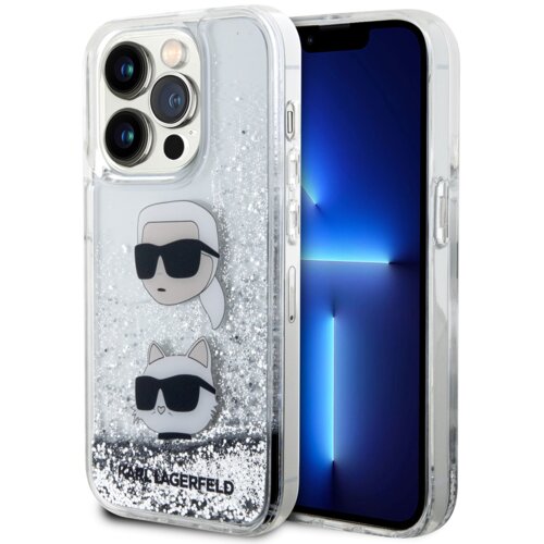 Karl Lagerfeld Originalen ovitek iPhone 15 Pro - NFT Heads - prozorna trda zaščita z bleščicami - KLHCP15LLDHKCNS Cene