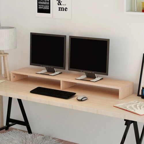 VidaXL stojalo za Monitor Iverna Plo&amp;scaron;ča 118x23,5x9 cm Bež Barve Slike
