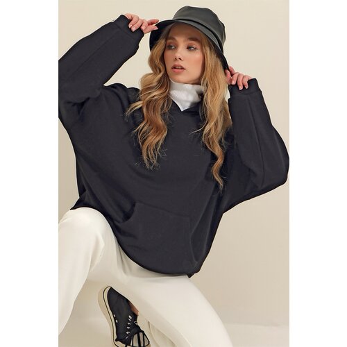 Trend Alaçatı Stili Sweatshirt - Black - Regular Slike