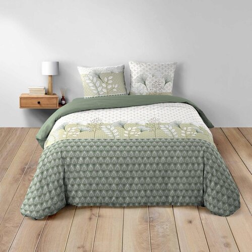 Douceur d intérieur Bijela/zelena pamučna posteljina za bračni krevet/za produženi krevet 240x220 cm Poetine – Cijene