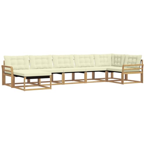 vidaXL Zunanja garnitura za sedenje z blazino 7 pcs Bela in krem, (5000280544) Cene