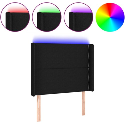 Maison Chic led posteljno vzglavje - vzglavna omarica - nočna omarica črno 83x16x118/128 cm blago, (21706755) Slike