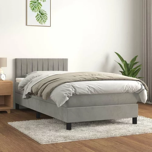Box spring postelja z vzmetnico svetlo siva 80x200 cm žamet, (20725426)