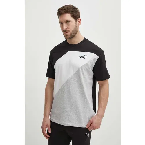 Puma Pamučna majica POWER za muškarce, boja: crna, s uzorkom, 678929