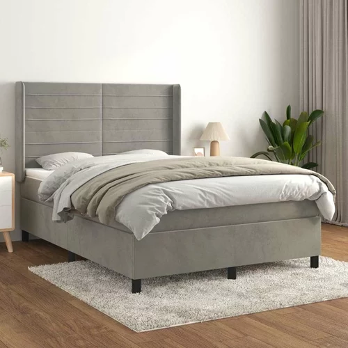  Box spring postelja z vzmetnico svetlo siva 140x200 cm žamet, (20789855)