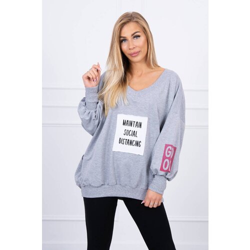 Kesi Oversized V-neck sweatshirt in grey Cene