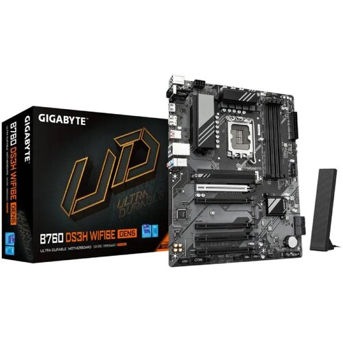 Gigabyte B760 DS3H WIFI6E GEN5 Motherboard - Supports Intel Core 14th Gen CPUs, 8+2+1 Phases Digital VRM, up to 5600MHz DDR5, 2xPCIe 4.0 M.2, Wi-Fi 6E, 1GbE LAN, USB 3.2 Gen 2x2 Cene