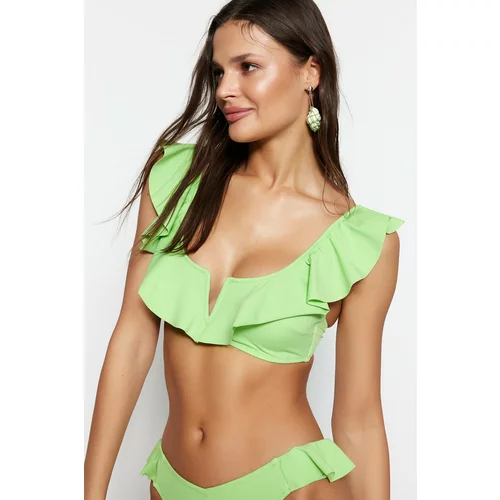Trendyol Green Bralette Flounces Bikini Top