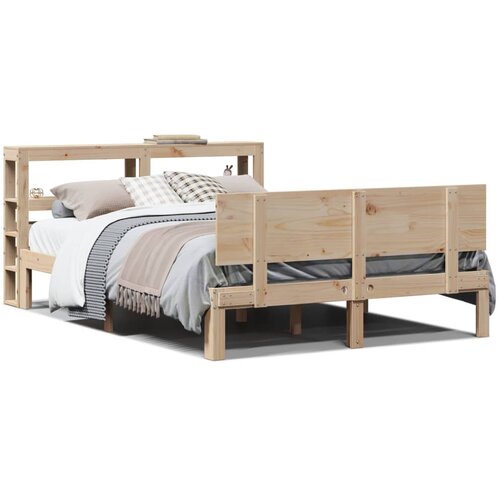 vidaXL Posteljni okvir z vzglavjem 160x200 cm trdna borovina Cene
