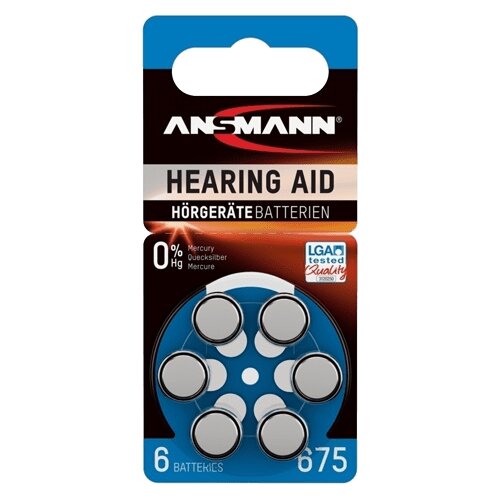 Ansmann 1x6 Zinc-Air 675 (PR 44) Hearing Aid Batteries Slike