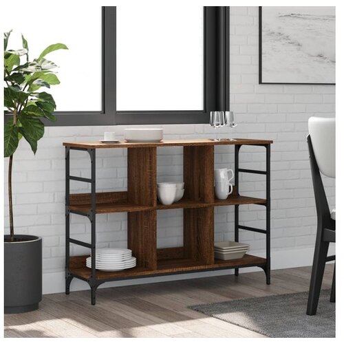 VidaXL Komoda rjavi hrast 102x32x73,5 cm inženirski les Slike