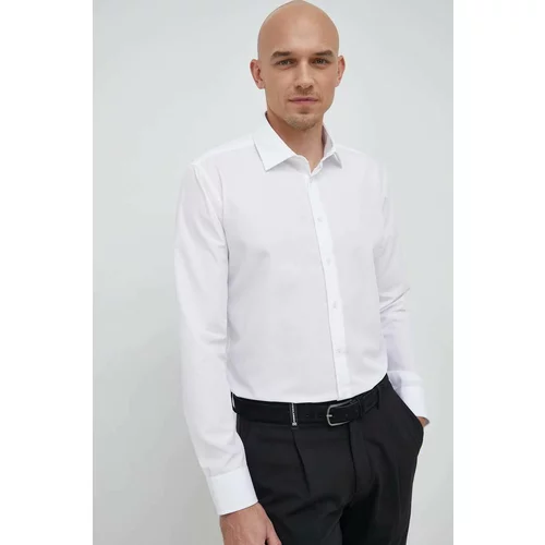 Seidensticker Pamučna košulja za muškarce, boja: bijela, slim, s klasičnim ovratnikom