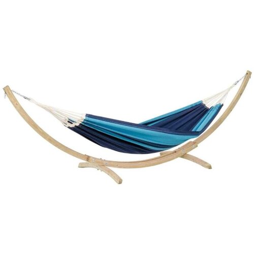 Amazonas Viseča mreža Santa Kronos komplet z lesenim stojalom, 200 x 120, blue Slike