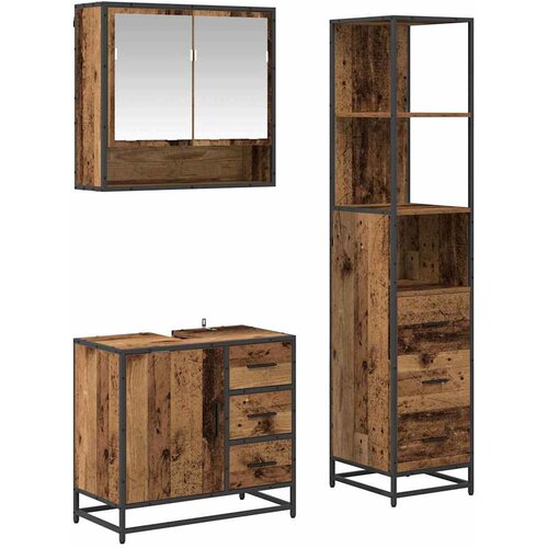  Set namje&amp;scaron;taja za kupaonicu 3 kom. Staro drvo Konstruirano drvo Smeđa 35 x 37,5 x 166 cm Slike