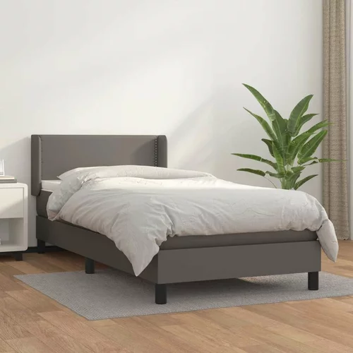  Box spring postelja z vzmetnico siva 80x200 cm umetno usnje, (20899205)
