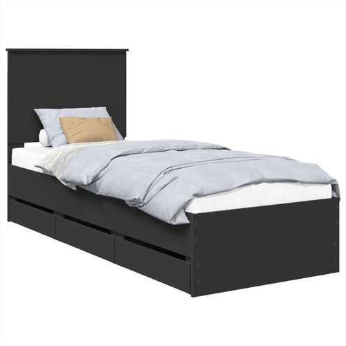  Okvir za krevet Crna 75 x 190 cm Inženjersko Drvo Slike